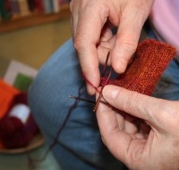 Knitting, hands, yarn - bliss. Moo Dog Knits.