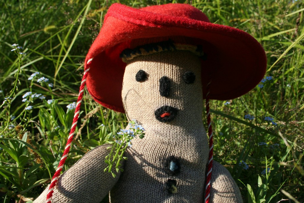 A knitted cowboy. Moo Dog Knits Magazine. Forget it not.